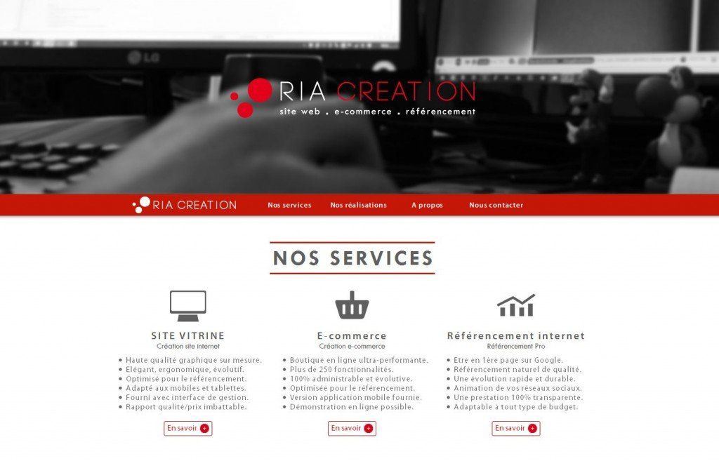 Accueil du nouveau site de RIA Création, l'agence de création de sites internet.