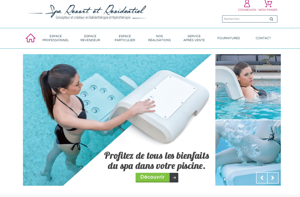 Page d'accueil du site internet de Spa Resort et Résidentiel.