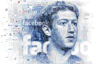 Mark Zuckerberg devant le mot Facebook.