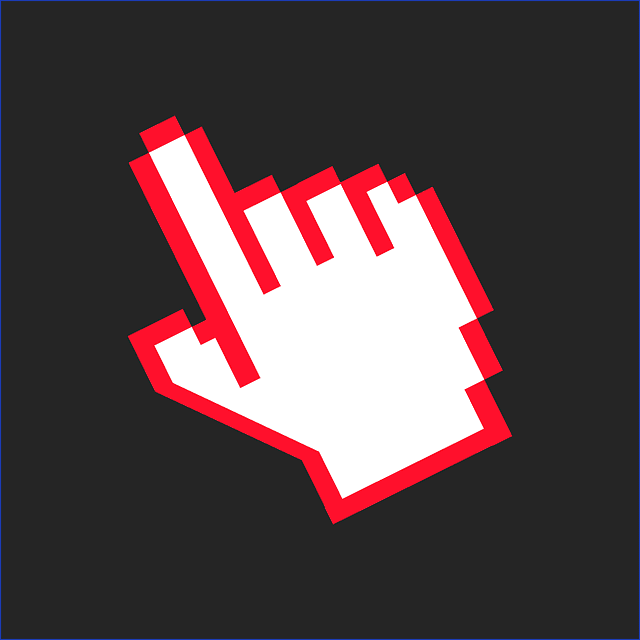 Un main symbolisée à base de pixels.